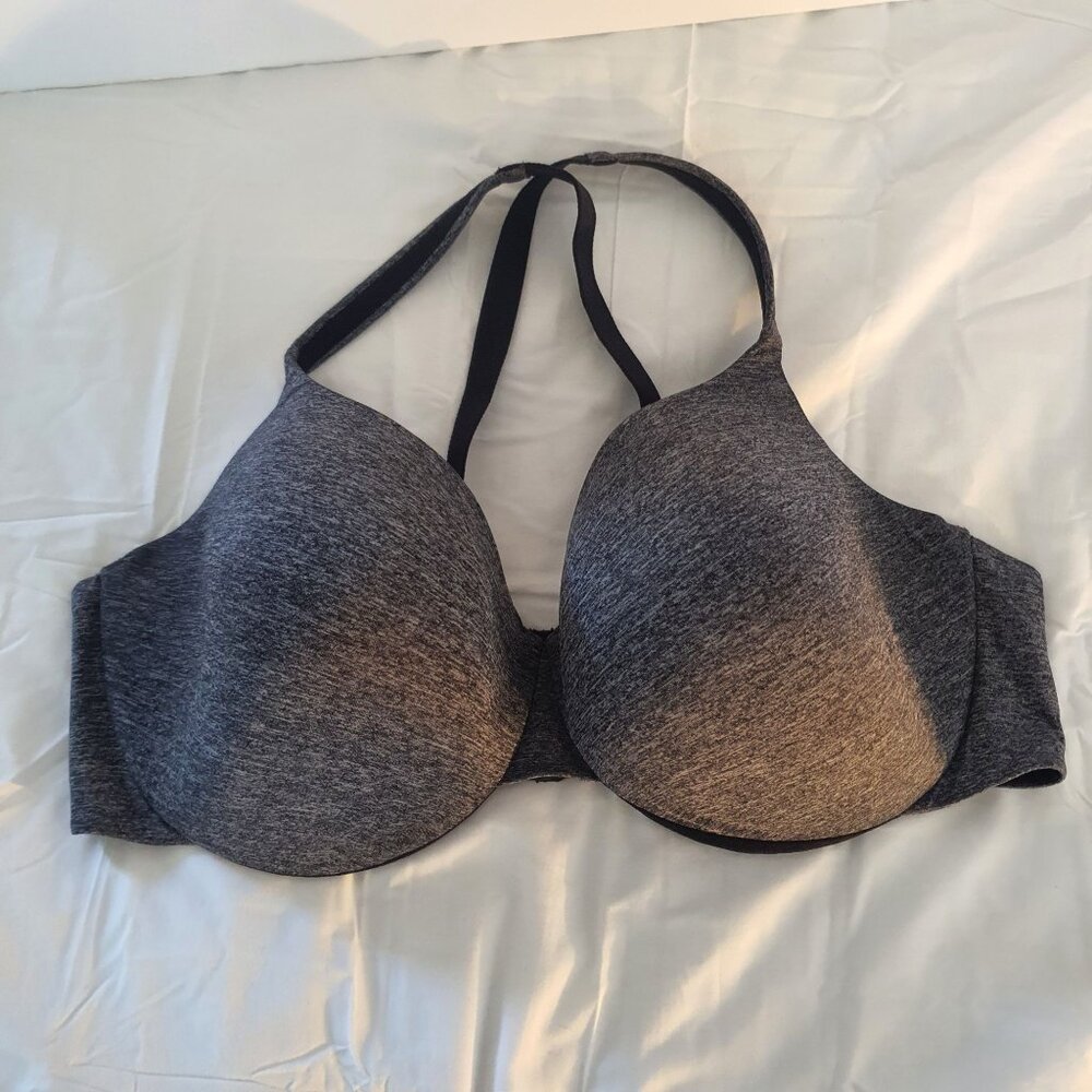 Cacique Black Grey Bra Sz 44DDD Cross Strapsโ Soft Stretch Juniors Girls